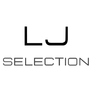 Logo LJ SELECTION, la l y la j negras y selection abajo en gris oscuro