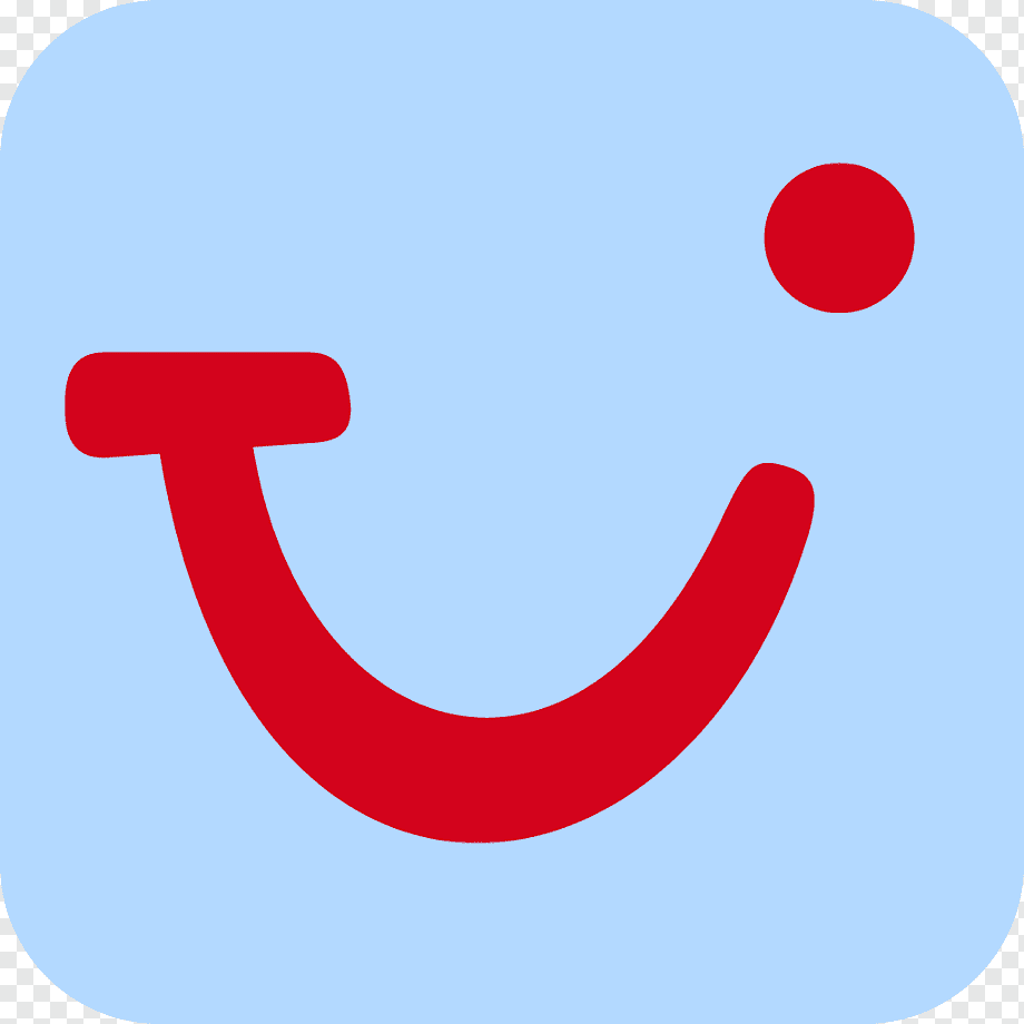 Logo de Tui,con el icono rojo y el fondo azul